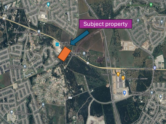 District 29. 10 acres commercial development on hway 29 in Liberty Hill,Texas.